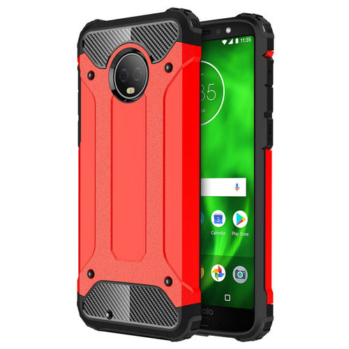 Military Defender Tough Shockproof Case for Motorola Moto G6 - Red